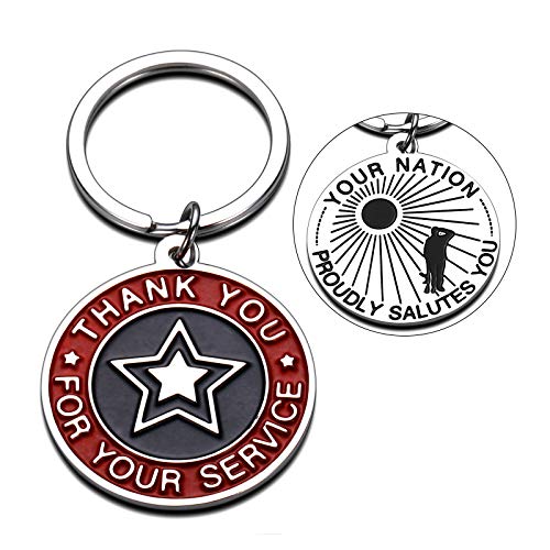 Thank You for Your Service Military Appreciation Retirement Keychain Gifts for Veteran Army Navy Air Force Marines Coast Guard Keyring for Thanksgiving Day Deployment Veterans Day Independence Day