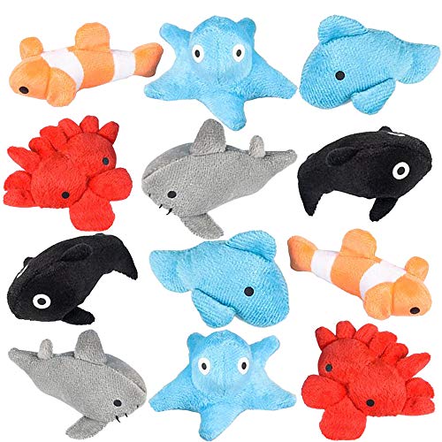 ArtCreativity Sea Life Plush Toys, Set of 24, Super-Soft Stuffed Animal Toys in Assorted Designs, Aquatic Birthday Party Favors for Kids, Room Decorations, Unique Diaper Cake Toppers
