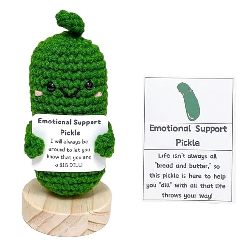 utosday Handmade Emotional Support Pickled Cucumber Gift, Cute Crochet Christmas Pickle Knitting Doll Ornaments, Funny Reduce Pressure Pickle Toy (1pcs)