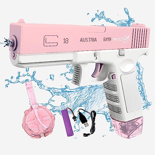 Electric Water Gun Toy with Large Capacity Automatic Water Guns Toy 32 feet Super Long-Distance Shooting Waterproof,Water Guns for Kids & Adults Summer Swimming Pool Party Beach Outdoor Activity(Pink)