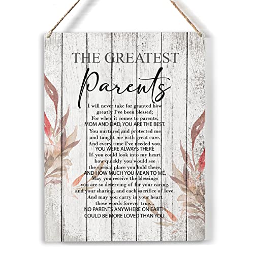 the Greatest Parents You Were Always There Wood Sign Floral Parents Wooden Signs Rustic Hanging Plaque Home Wall Art 8' x 10' Sign Wall Decor for Home