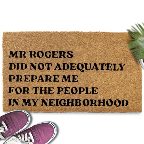 MAINEVENT Mr Rogers Funny Welcome Mat, 30x17 Inches, Brown