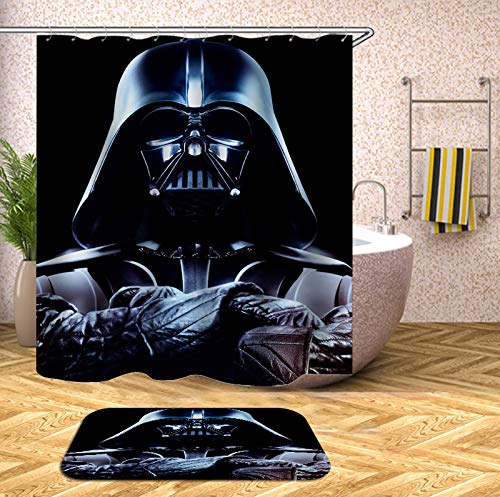 OceanCube Shower Curtain Set with Star War Darth Vader Shower curtan and Shower Rug