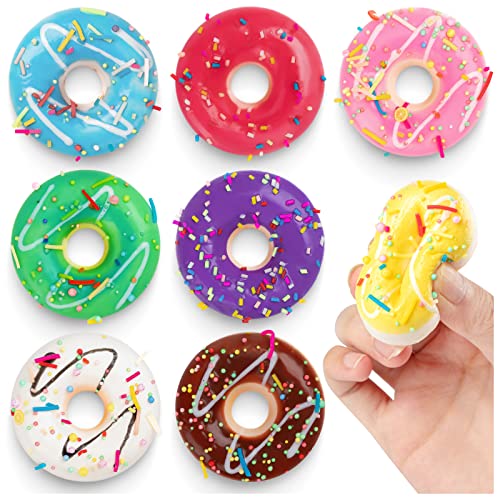 8 pcs Donut Stress Ball, Artificial Donuts Stress Relief Ball, Fake Donut for Birthday Party Favors, Shop Decoration, Shooting Props Display