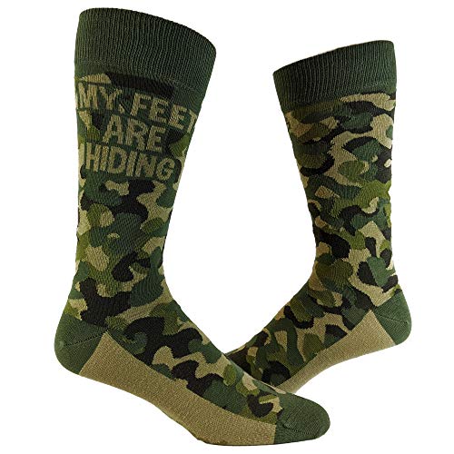Crazy Dog T-Shirts Mens My Feet Are Hiding Socks Funny Saying Camo Army Gag Gift Cool Hunting Novelty Present Graphic Footwear
