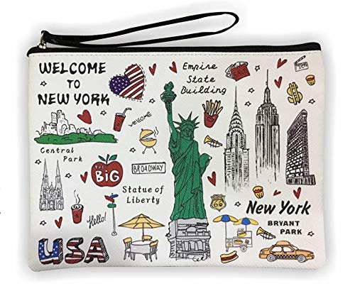 Girls & Women Large Fashion Cute New York Souvenir Zipper pouch Travel Cosmetic Bag Hand Bag Makeup Purse (JP-330133B)