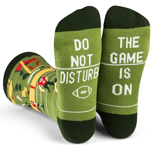 Lavley Funny Socks For Men - Novelty Gifts For Sports Fans, Golfing, Pickleball, Weight Lifting, Racing and More (US, Alpha, One Size, Regular, Regular, Do Not Disturb, The Game Is On (Football))