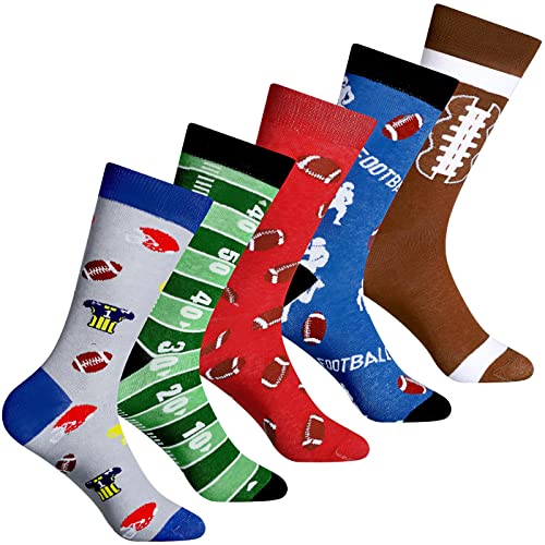 JaGely 5 Pairs Novelty Football Socks Sports Funny Casual Crew Socks Gift for Men Women Teens Multicolor