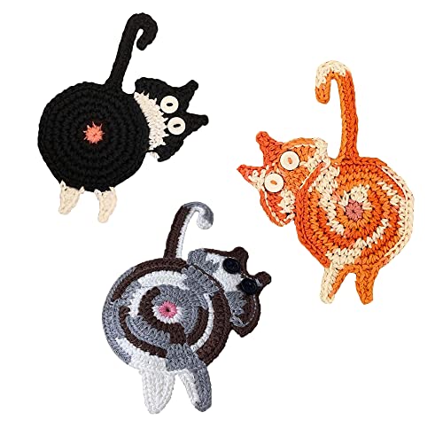 Cat Gifts for Cat Lovers 3PCS Cat Coaster Woven Creative Cute Cat Coaster Insulation Coaster Coffee and Tea Coaster Desktop Gifts