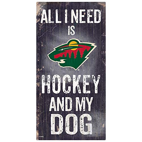 NHL Minnesota Wild Unisex Minnesota Wild Hockey and My Dog Sign, Team Color, 6 x 12