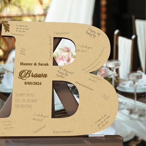 EGD Wood Letters Wedding Guest Book | Wedding Decorations | Personalized Wood Guest Book Alternatives | Guest Book for Party | Unique Wedding Favors | Wedding Books for Guests to Sign