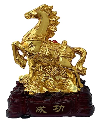 Betterdecor Gold Color Feng Shui 12 Chinese Zodiac Animal Statue Figurine Home Office Decoration and Gift for New Year Holidays and Birthday (Zodiac Horse)