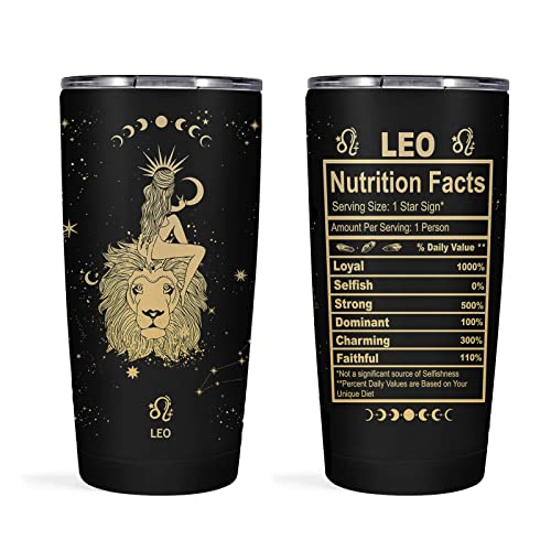Leo Gifts for Women,Leo Tumbler,Leo Gift Zodiac Cup, 20 OZ Astrology Tumbler Cup, Witchy Gothic Gifts Stainless Steel Insulated Constellation Tumbler