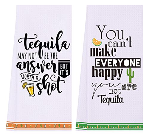 LXOMILL Tequila Gifts, Funny Kitchen Towels, Tequila Accessories, Cute Decorative Dish Towels Sets, Funny Tequila Gift, Housewarming Gift