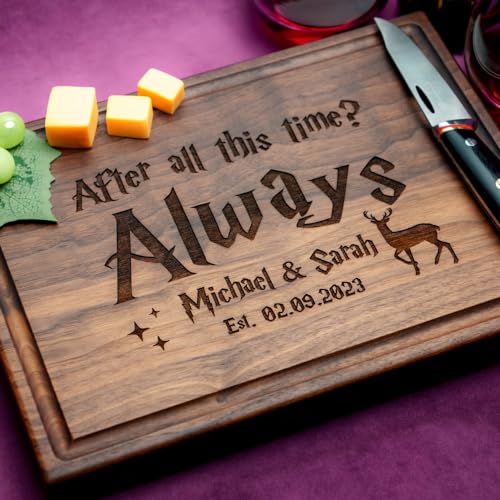 Straga - Engraved Cutting Boards for Personalized Gifts, Practical Wedding Gifts and Keepsakes, Customize Your Wood Board, Style and Design, Wizard Couple Design