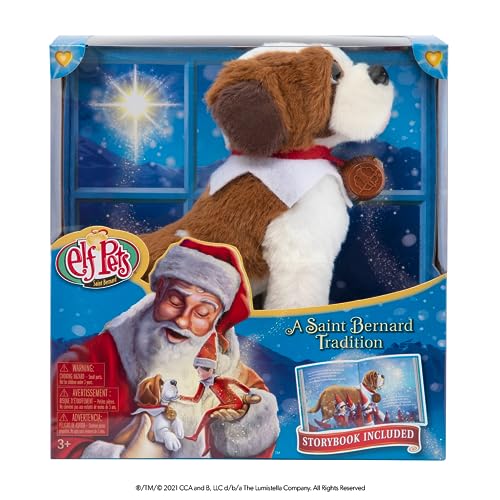 Elf Pets: A Saint Bernard Tradition- Includes Beautifully Illustrated Hardbound Storybook, Huggable Elf Pet St. Bernard Stuffed Animal with Barrel Charm and Official Adoption Certificate