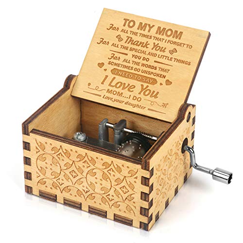 Music Box Hand Crank Engraved Musical Box-U R My Sunshine Mechanism Antique Vintage Personalizable Gift for Mom from Daughter