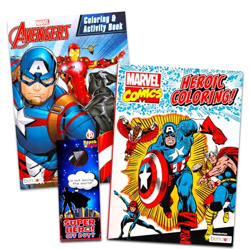Marvel Avengers Coloring Book Super Set for Kids, Adults - Bundle with 2 Advanced Avengers Superhero Coloring Books Featuring Iron Man, Captain America, More | Avengers Super Hero Coloring Books