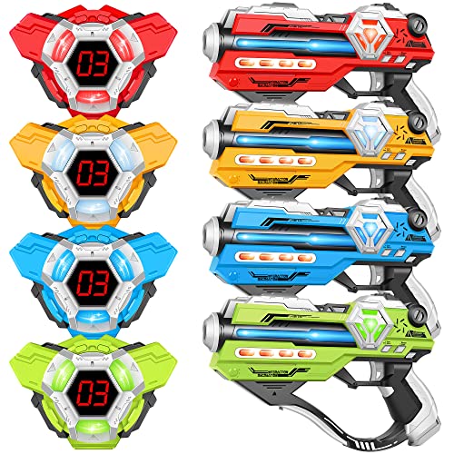 Laser Tag Guns with Digital LED Score Display Vests,Gifts for Teens and Adults Boys & Girls,Family Fun Gift for Kids Ages 6 7 8 9 10 11 12+Year Old Boy, Set of 4