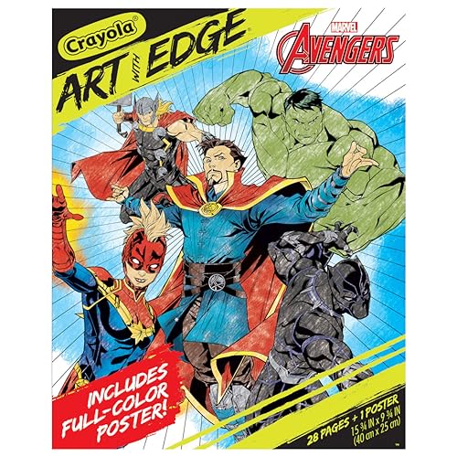 Crayola Art With Edge Marvel Avengers Coloring Pages (28pgs), Superhero Coloring, Adult Coloring Pages, 8'x10', Gift for Teens