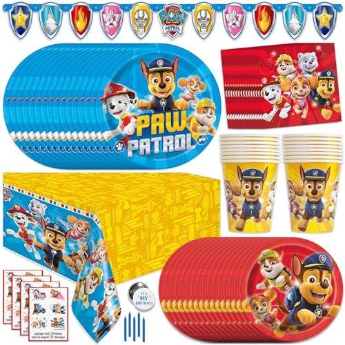 Paw Patrol Party Supplies and Decorations, Paw Patrol Birthday Party Supplies, Serves 16 Guests, Officially Licensed with Table Cover, Banner Decor, Plates, Napkins & More