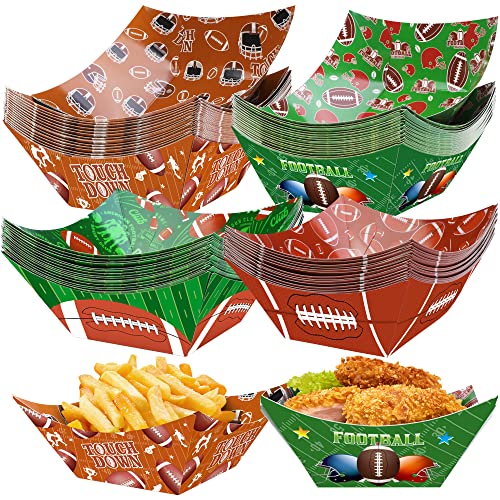 Shojoy 48 Pieces Football Paper Bowls Square Football Snack Bowl Serving Bowl for Game Day Tailgate Sports Event Football Party Supplies