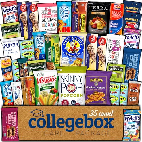COLLEGEBOX Healthy Snack Box (35 Count) Finals Variety Pack Care Package Gift Basket Kid Men Women Adult Nuts Health Nutrition Assortment College