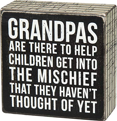 Primitives by Kathy 27218 Pinstripe Trimmed Box Sign, Grandpas, Wood, Small, black/white