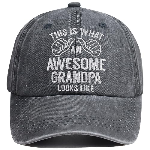 Grandpa Gifts from Grandson Granddaughter, Grandpa Hats for Men, Fathers Day Birthday Dad Gift, Adjustable Embroidered Cotton World's Best Grandfather Baseball Cap