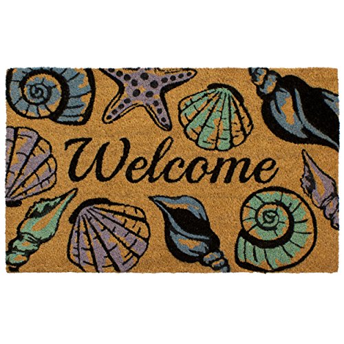 Storm Stopper – Doormat | Welcome Seashell | All Weather Heavy Duty Mat | 100% Natural Coir Face | Non-Slip | Outdoor Home Décor | Absorbent, Fade Resistant & Pet Friendly | 18' x 28'
