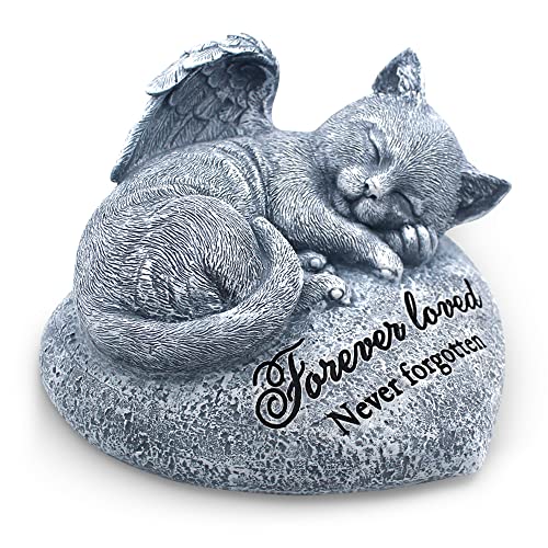 Orchid Valley Cat Garden Statue - Pet Memorial Stone - Cat Grave Marker - Beautifully Packaged Memorial Gift, Headstones for Cats or Loss of Cat Sympathy Gift, Sleeping Cat Stepping Stone