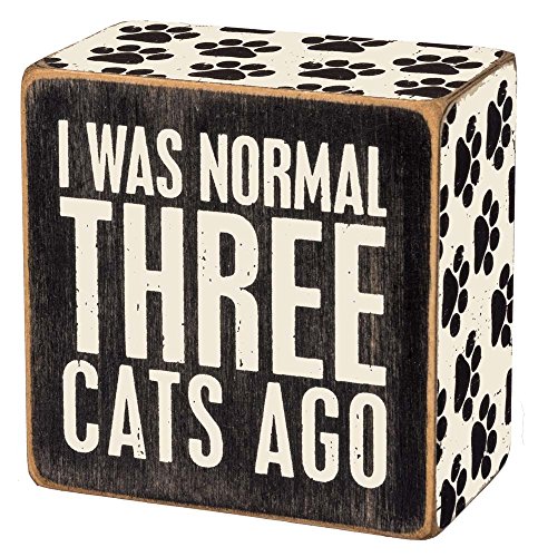 Primitives by Kathy Box Sign-was Normal, 3x3 inches, Black, White
