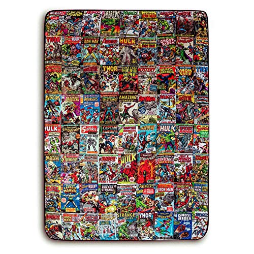 Marvel Comics Oversized Fleece Throw Blanket with Spider-Man, Captain America, Black Panther, More | Superhero Geeky Home Decor | Soft and Cozy Sherpa Blanket | 54 x 72 Inches
