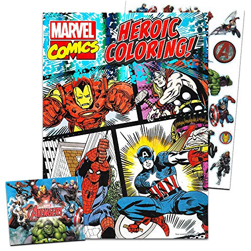 Marvel Comics Coloring Book for Adults Relaxation Set ~ Advanced Marvel Coloring Book Featuring Iron Man, Thor, Spider-Man, Captain America, and More with Stickers (Marvel Coloring Books for Adults)