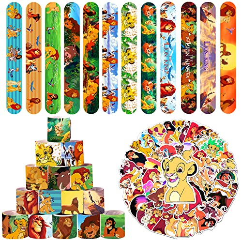 Lion King Slap Bracelet, 86 Lion King Party Favors, Party Supplies. Contains 36 Slap Bracelets And 50 Stickers, Perfect For Birthday Part, Class Rewards, Gift Bag Filling And Is A Favorite Gift For Boys Girls