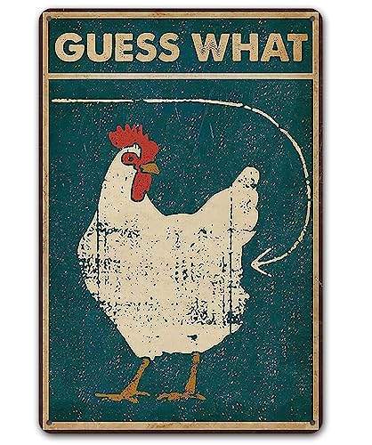 Bestylez Funny Chicken Coop Sign Chicken Decor - Chicken Crossing Guess What Chicken Butt 12' * 8' (260)