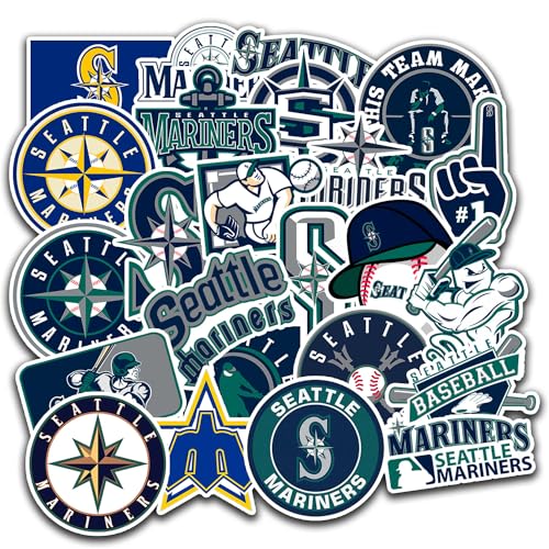 25 PCS Seattle American Mariners Baseball Stickers for Water Bottle, Laptop, Bicycle, Computer, Motorcycle, Travel Case, Car Decal Decoration Sticker