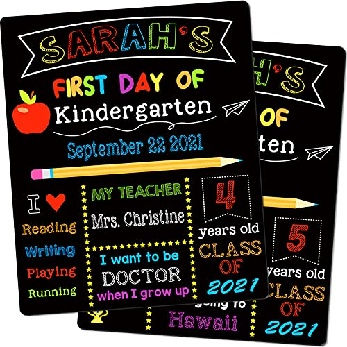First & Last Day of School Chalkboard, 10 x 12 Inch Double Sided Back to School Sign for Kids/Girls/Boys, Reusable Wooden 1st Day of Preschool/Kindergarten Photo Props