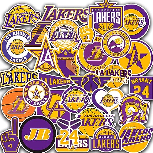 35 PCS Los Angeles Vinyl Lakers Basketball Star Stickers for Water Bottle, Laptop, Bicycle, Computer, Motorcycle, Travel Case, Car Decal Decoration Sticker Graffiti Decals