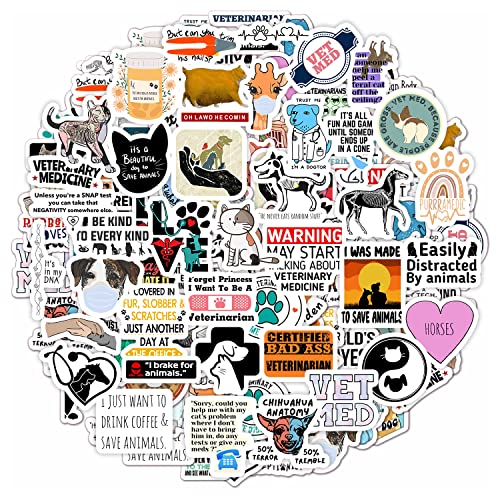 BulbaCraft 101Pcs Funny Veterinary Stickers and Decals, Vet Stickers, Veterinarian Stickers, Funny Veterinary Gifts, Gifts for Veterinarian, Gift for Veterinarian Office, Vet Gifts, Veterinarian Gifts