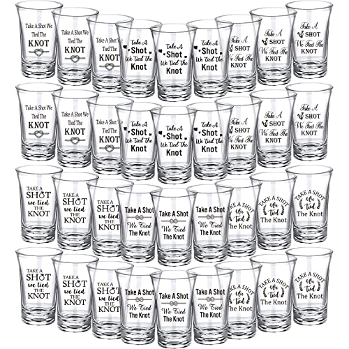 Cunhill 36 Packs Take a Shot We Tied the Knot Shot Glasses, Wedding Favor Set 1.2 Ounce Shot Glasses, Wedding Favor, Acrylic Funny Wedding Shot Glasses, Bridal Party Shot Glasses (Simple)