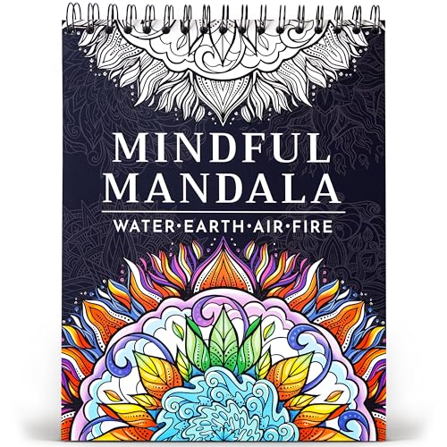 RYVE Coloring Book for Adults - 50 Unique Mandalas for Relaxation and Stress Relief - Adult Coloring Book Spiral Bound, Mandala Coloring Books for Adults Relaxation, Adult Coloring Book for Women