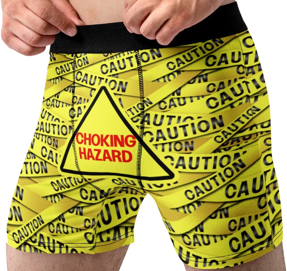 Choking Hazard Funny Boxer Briefs - Novelty Boxers, Humorous Underwear, Gag Gifts for Men - XLarge